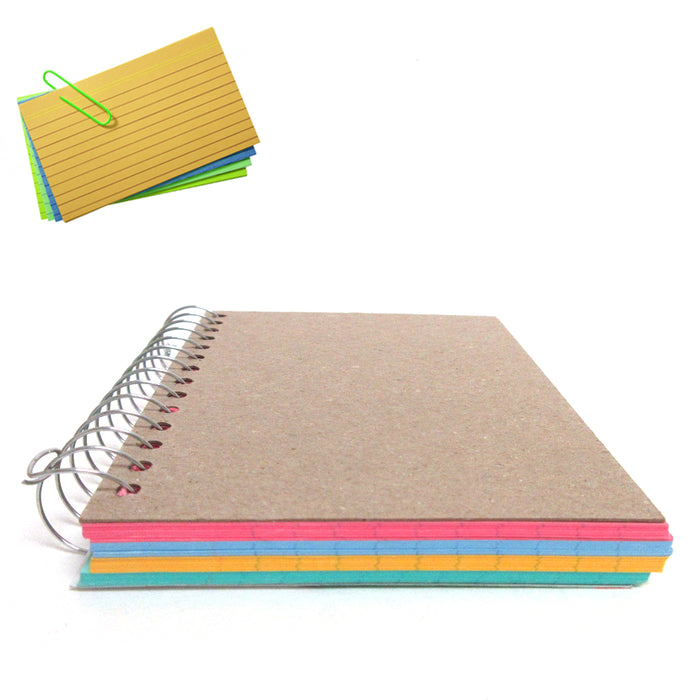2 Pack Spiral Bound Index Cards 3" X 5" Ruled 50Ct Assorted Colors School Office
