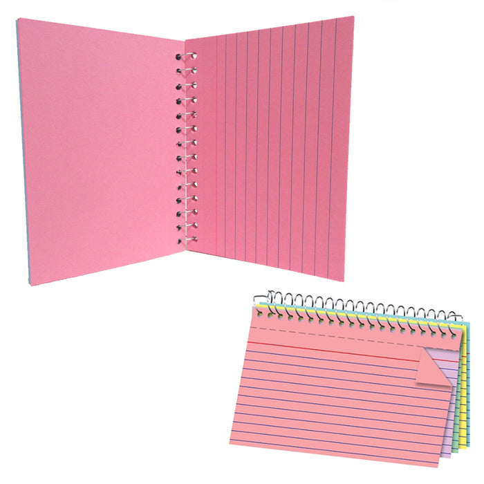20 Pack Index Cards Ruled Spiral Bound 3" X 5" 50Ct Assorted Colors Wholesale US