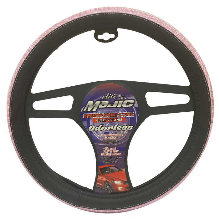 1 Pink Black Steering Wheel Cover Leather Auto Car SUV Wheel Protector Universal