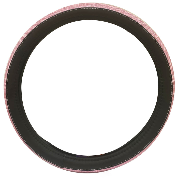 1 Pink Black Steering Wheel Cover Leather Auto Car SUV Wheel Protector Universal