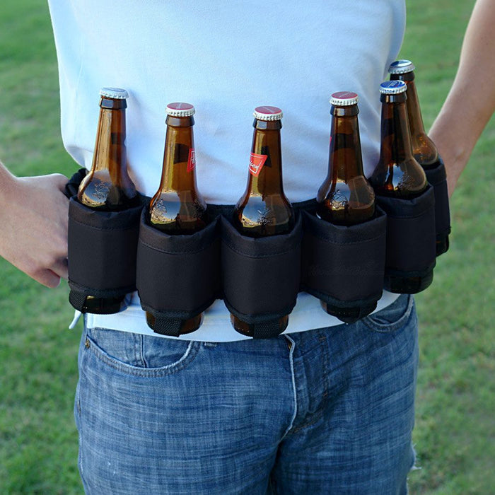 1 X 6 Pack Beer Soda Can Water Bottle Holster Belt Bandolier Adjustable Gag Gift