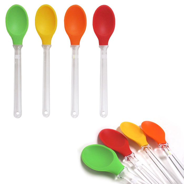 4 Silicone Spoons Baking Serving Cooking Heat Resistant Kitchen Utensils Tools