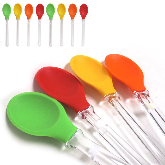 8PC Silicone Mixing Spoon Utensil Serving Cooking Baking Heat Resistant Kitchen