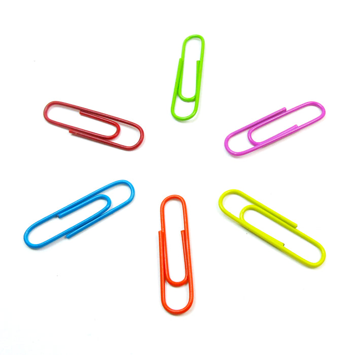200 Paper Clips 33mm Vinyl Coated Assorted Colors Crafts Home School Office New