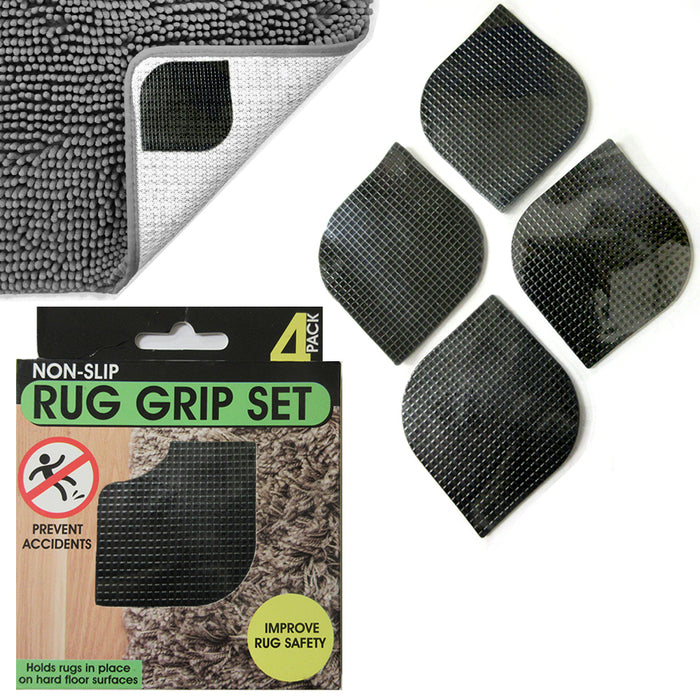 4 Pc Rug Gripper Set Anti Slip Carpet Grip Mat Non Skid Tape Adhesive Floor Pad
