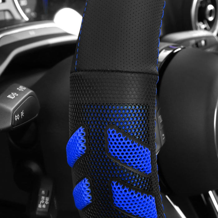 Car Steering Wheel Cover Grip Black Blue Auto Universal High Quality 14.5"-15.5"