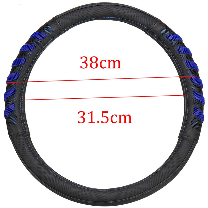 Car Steering Wheel Cover Grip Black Blue Auto Universal High Quality 14.5"-15.5"