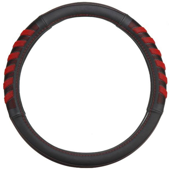 Universal Car Steering Wheel Cover Grip Black Red Auto High Quality 14.5"-15.5"