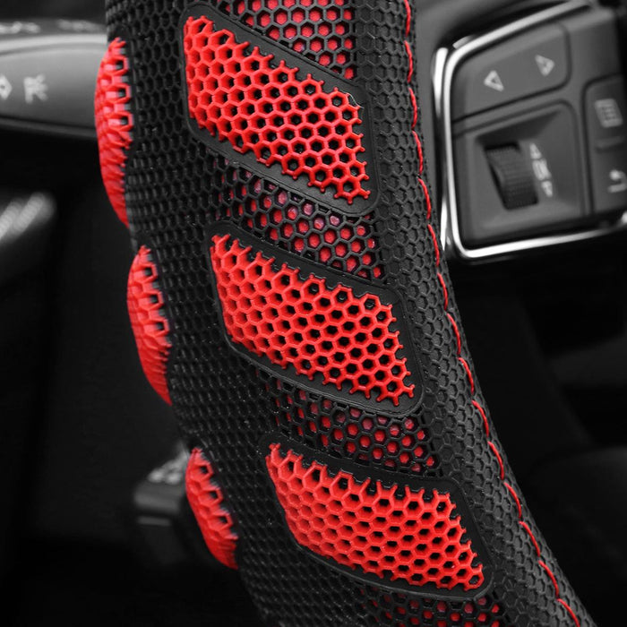 Universal Car Steering Wheel Cover Grip Black Red Auto High Quality 14.5"-15.5"