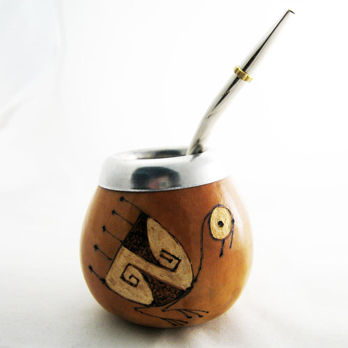Mate Gourd Yerba Tea With Bombilla Straw Kit Argentina Drink Artisan Handmade