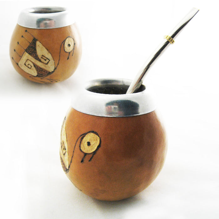 Mate Gourd Yerba Tea With Bombilla Straw Kit Argentina Drink Artisan Handmade