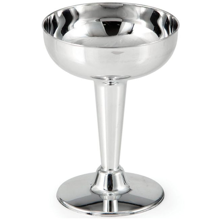 48 Pc Silver Metallic Champagne Coupe Glasses Plastic Cocktail Wedding Party 4oz
