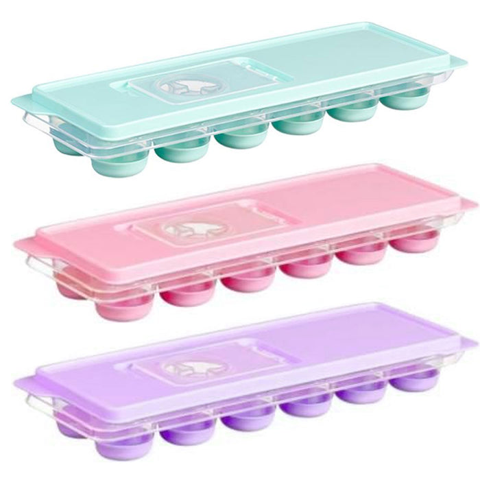 4 Pc Silicone Easy Pop Out Non Stick Ice Cube Tray Push Bottom Round Cylinder