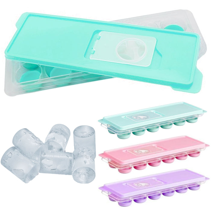 ATB 4 PC Silicone Easy Pop Out Non Stick Ice Cube Tray Push Bottom Round Cylinder