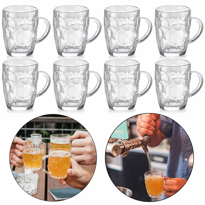 8 Pc Mini Beer Mugs 8.6oz Glass Cups Pilsner Crystal Glassware Coffee Tea Drink