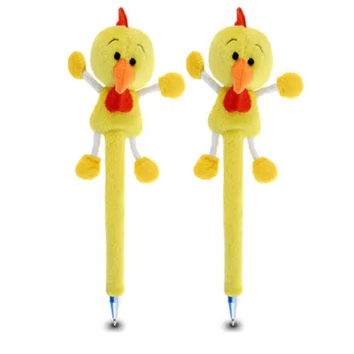 2 Pc Ball Pens Rooster Plush Yellow Chicken Toy School Supplies Arts Craft Gifts