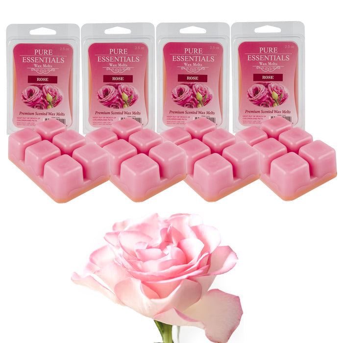 4 Pk Rose Scent Wax Melts Tart Cubes Candle Warmer Fragrance Aroma Therapy 2.5oz