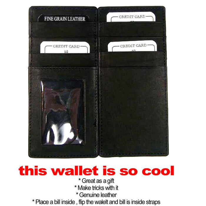 Genuine Leather Trick Wallet Bifold Card Money Holder Minimalistic Fashion Slim