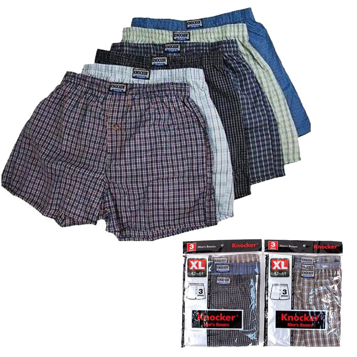 6 Mens Plaid Boxer Shorts Lot Underwear Pack Size XL 42-44 Comfort Waistband New