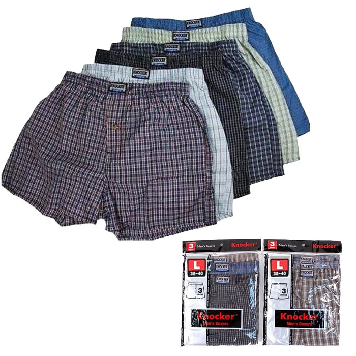 6 Mens Plaid Boxer Shorts Lot Underwear Pack Size L 38-40 Comfort Waistband New