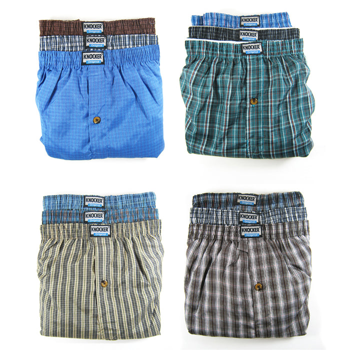 6 Mens Plaid Boxer Shorts Lot Underwear Pack Size L 38-40 Comfort Waistband New
