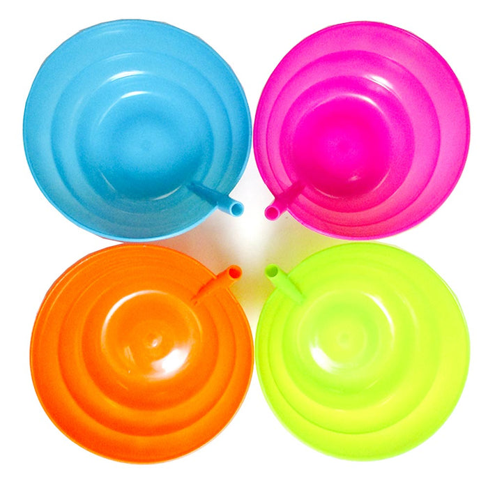 4 Cereal Bowls Kids Built In Straw BPA Free Sip-a-bowl Sippy Soup Food Dish