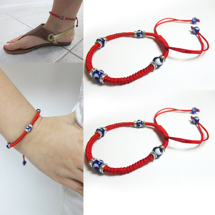 1 Red Kabbbalah Macrame Bracelet Evil Eye Bead Blue Hamsa Luck Charm Hand Adult