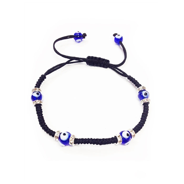 Evil Eye Bracelet. Black String Bracelet. Kabbalah Karma Chakra Bracelets