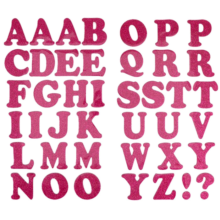 108 Pc Iron On Pink Glitter Alphabet Letters Texture DIY T Shirt Craft Adhesive