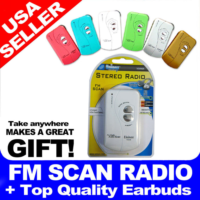 New Uninex FM Stereo Scan Radio Portable Pocket Sports Run Gym Bike Gadget Gift