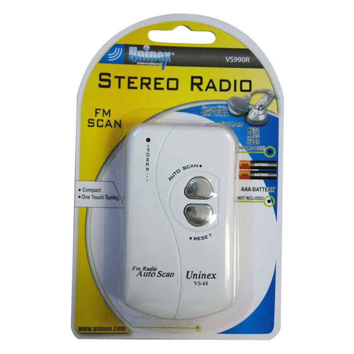 New Uninex FM Stereo Scan Radio Portable Pocket Sports Run Gym Bike Gadget Gift