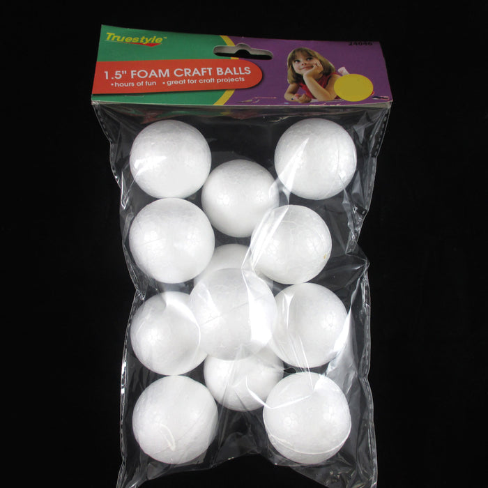 36 Ct Foam Balls 1.5" Round White Foam Polystyrene Sphere Art Craft