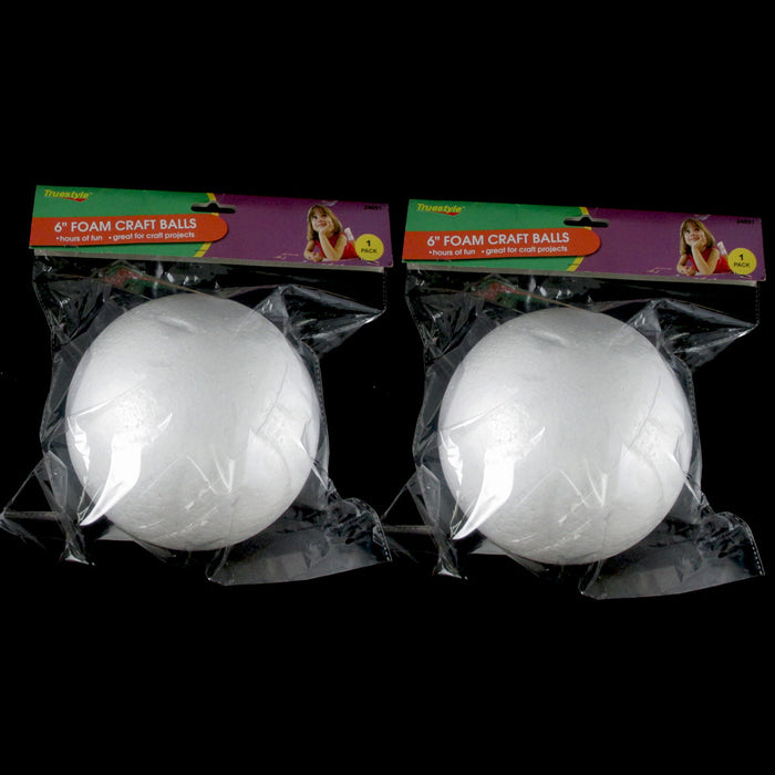 2 Styrofoam Balls 6" School Christmas Arts Crafts Modeling Smooth Polystyrene !