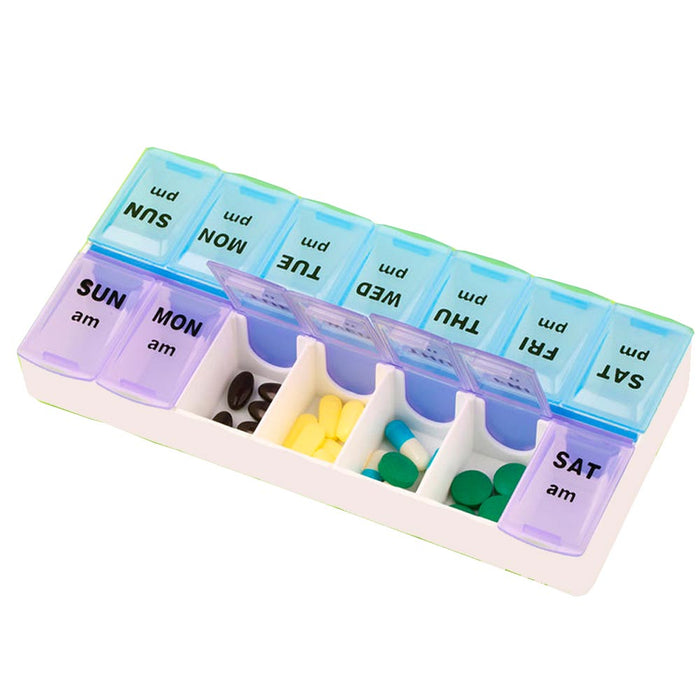 Weekly Pill Box AM PM Organizer Case Medicine Storage Vitamin Tablet  Holder New