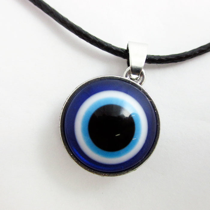 1 Turkey Evil Eye Charm Necklace Nazar Mati Blue Bead Adjustable Black Cord Gift