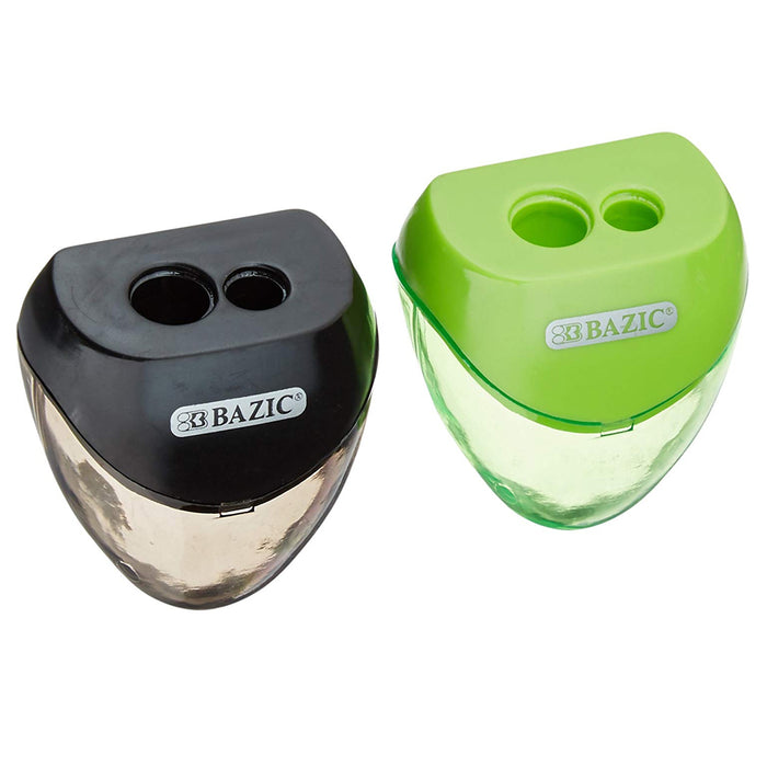 2pc Dual Manual Pencil Sharpener Assorted Colors 2- Hole Office Supplies School