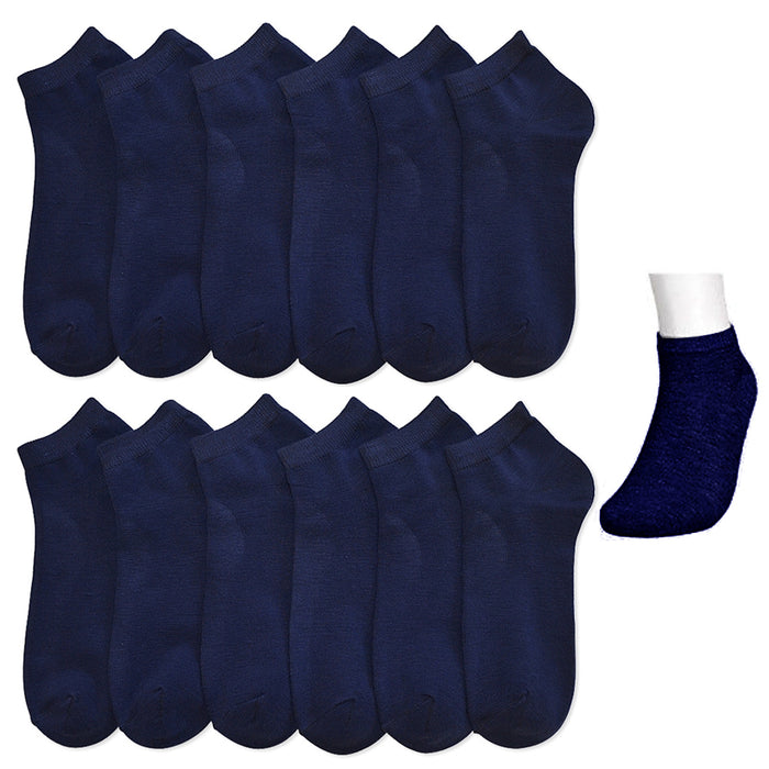 12 Pairs Womens Ankle Socks Low Cut Fit Crew Size 9-11 Sports Navy Footies