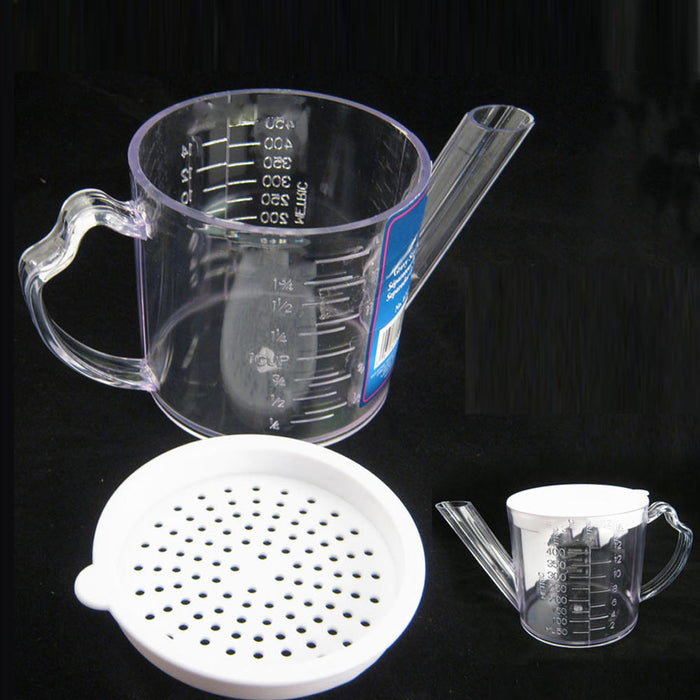 Gravy Oil Fat Separator Measuring Lines 1 3/4 Cup Straining Cover Kitchen New