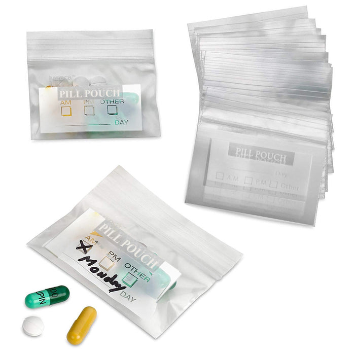 200 Zipper Pill Bags Pouch AM PM Vitamin Organizer Medicine Daily Medication