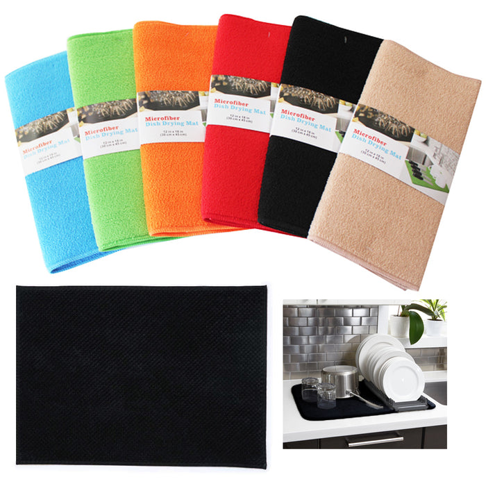 4 Microfiber Dish Drying Mat Towel 12"x18" Absorbent Kitchen Home Dishes Drainer