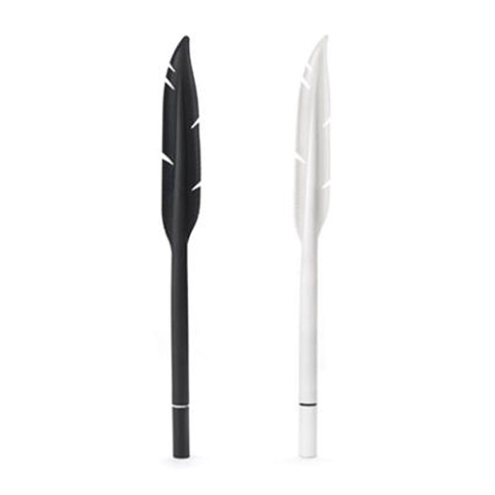 2 Kikkerland Feather Gel Pen Ink Silicone Rubber White Black School Office Gift