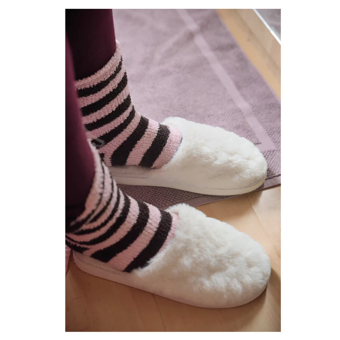 6 Paris Fuzzy Toe Socks Soft Striped Ladies Women Size 9-11 Fun Color Style Lot