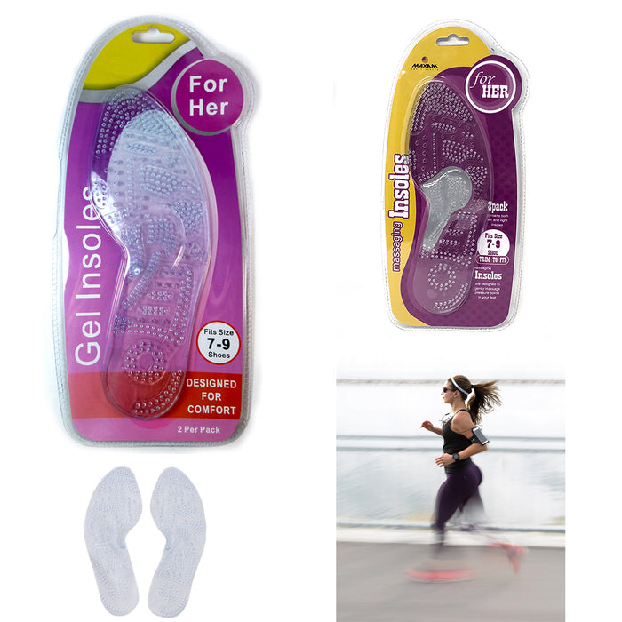 3 Pair Massaging Shoe Insole Orthotic Silicone Gel Comfort Support Run Pad Women