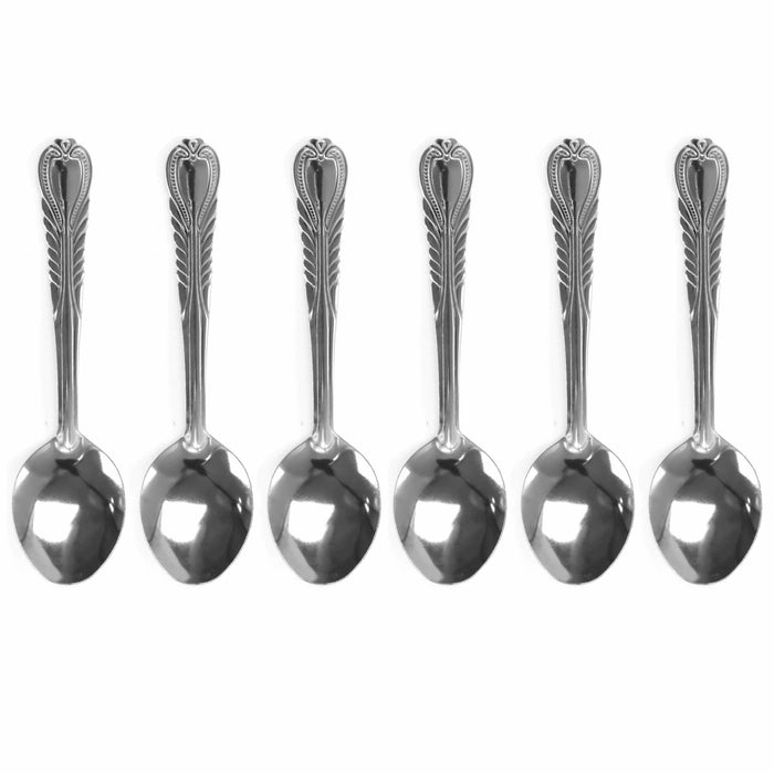 6 Pc Teaspoon Set Stainless Steel Coffee Tea Spoons Flatware Silverware 5.25"L