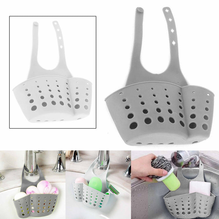 4 Pc Kitchen Organizer Sink Rack Caddy Hang Basket Dish Sponge Holder Soap Bar