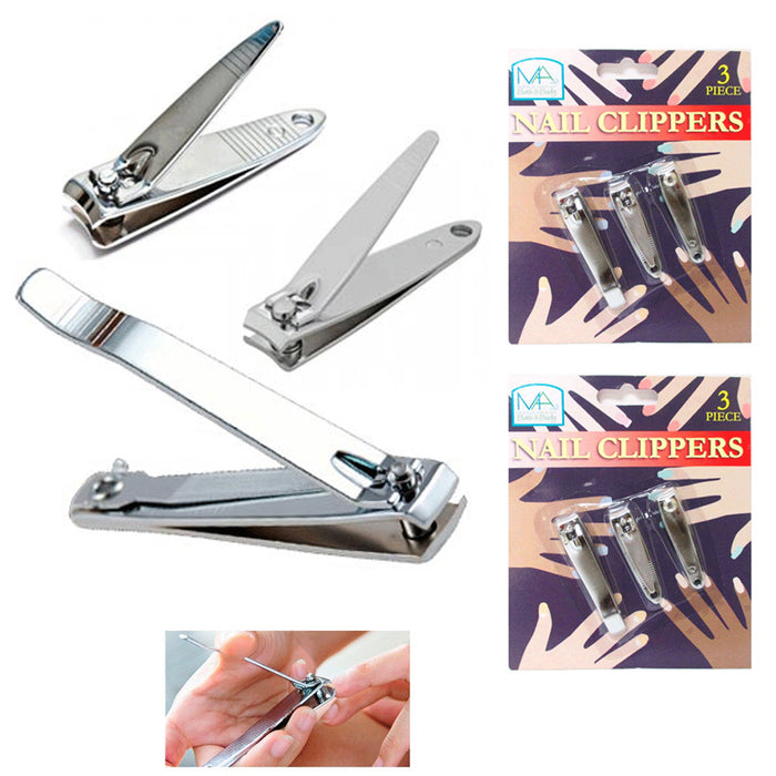 6 Nail Clippers Stainless Steel Fingernails Trimmer Toenails Manicure File Set