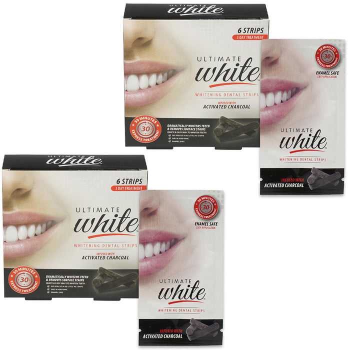12pc Activated Charcoal Teeth Whitening Strips Dental Whitener White White Strip