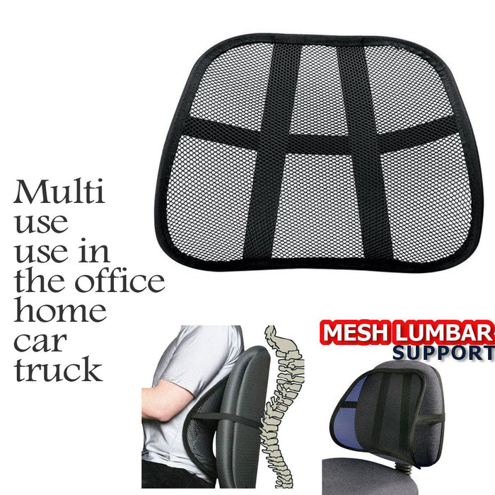 Cool Vent Cushion Mesh Back Lumbar Support New Car Office Chair Truck Seat Black