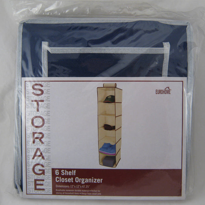 6 Shelf Hanging Wardrobe Sweater Storage Organizer Cloth Bag Blanket Box Closet