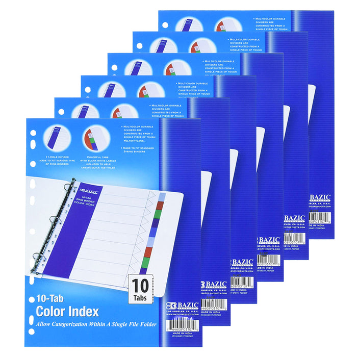 6 Packs Index Tabs Table of Contents Dividers Multicolor Set Ring Binder Inserts